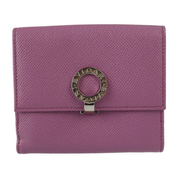 BVLGARI Bulgari BB Clip Woman Wallet Bifold 35638 Grain Calf Leather Raspberr... - Picture 1 of 10